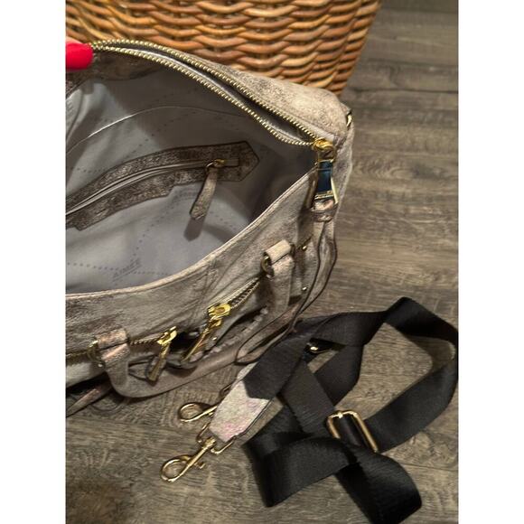 Aimee Kestenberg Soho Gunmetal Metallic Nubuck Leather Satchel Shoulder Bag - Picture 2 of 7